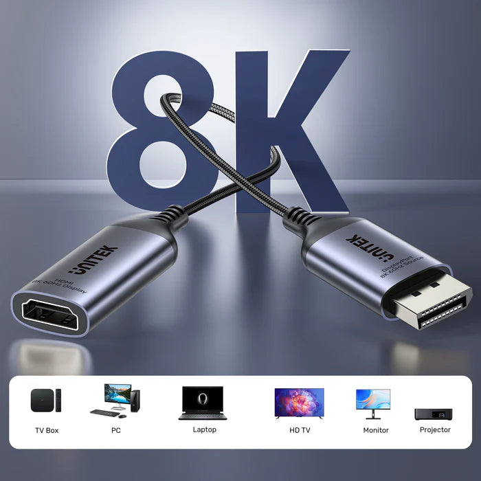 UNITEK 8K DisplayPort to HDMI Adapter UNITEK 8K DisplayPort to HDMI Adapter